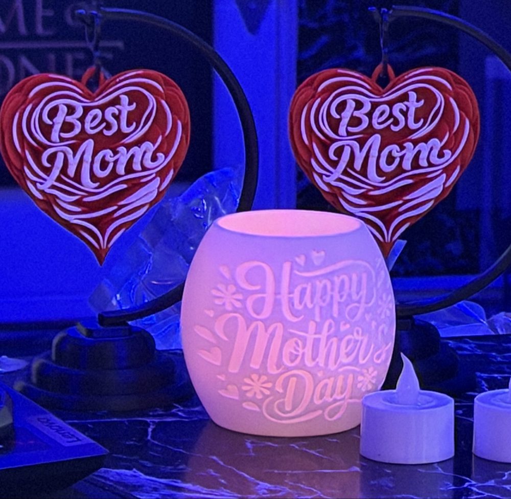 Best Mom heart ornaments and a Happy Mother's Day lithophane
