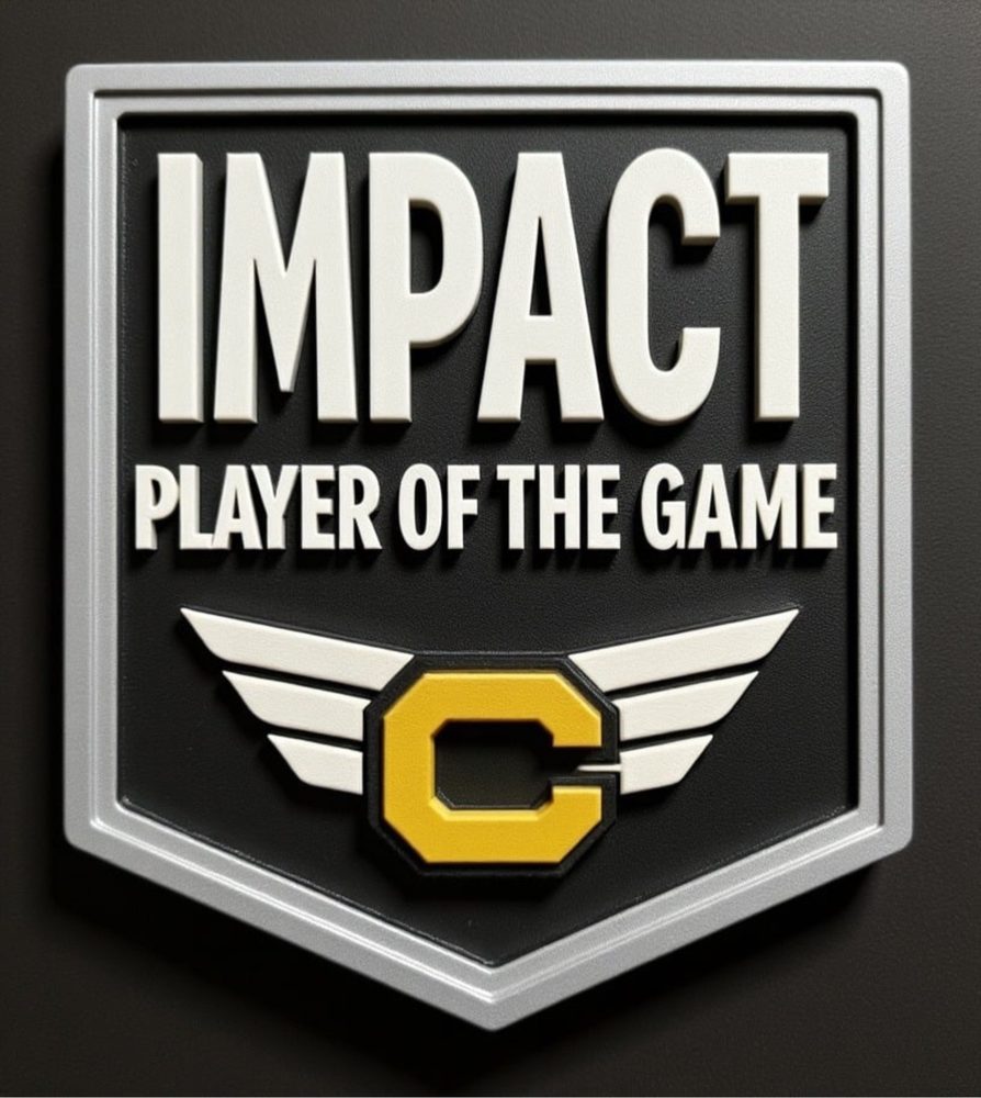 Impact Player of the Game badge, clean product shot